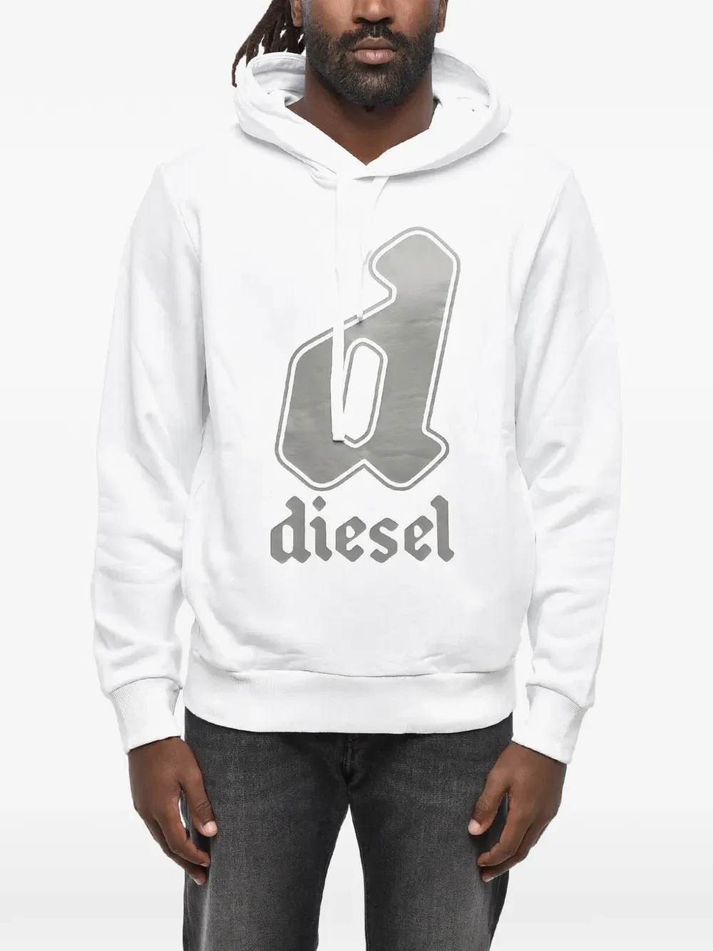Худи с капюшоном на шнурке, с логотипом Diesel, белый