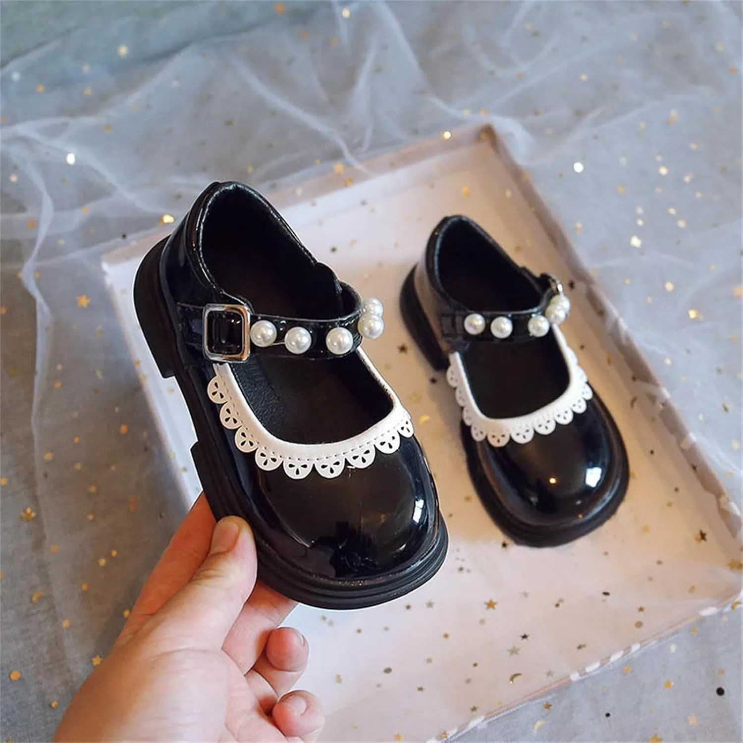 Детские балетки для девочек с ремешком на щиколотке Flower Girl Shoes, Beige — фото 2