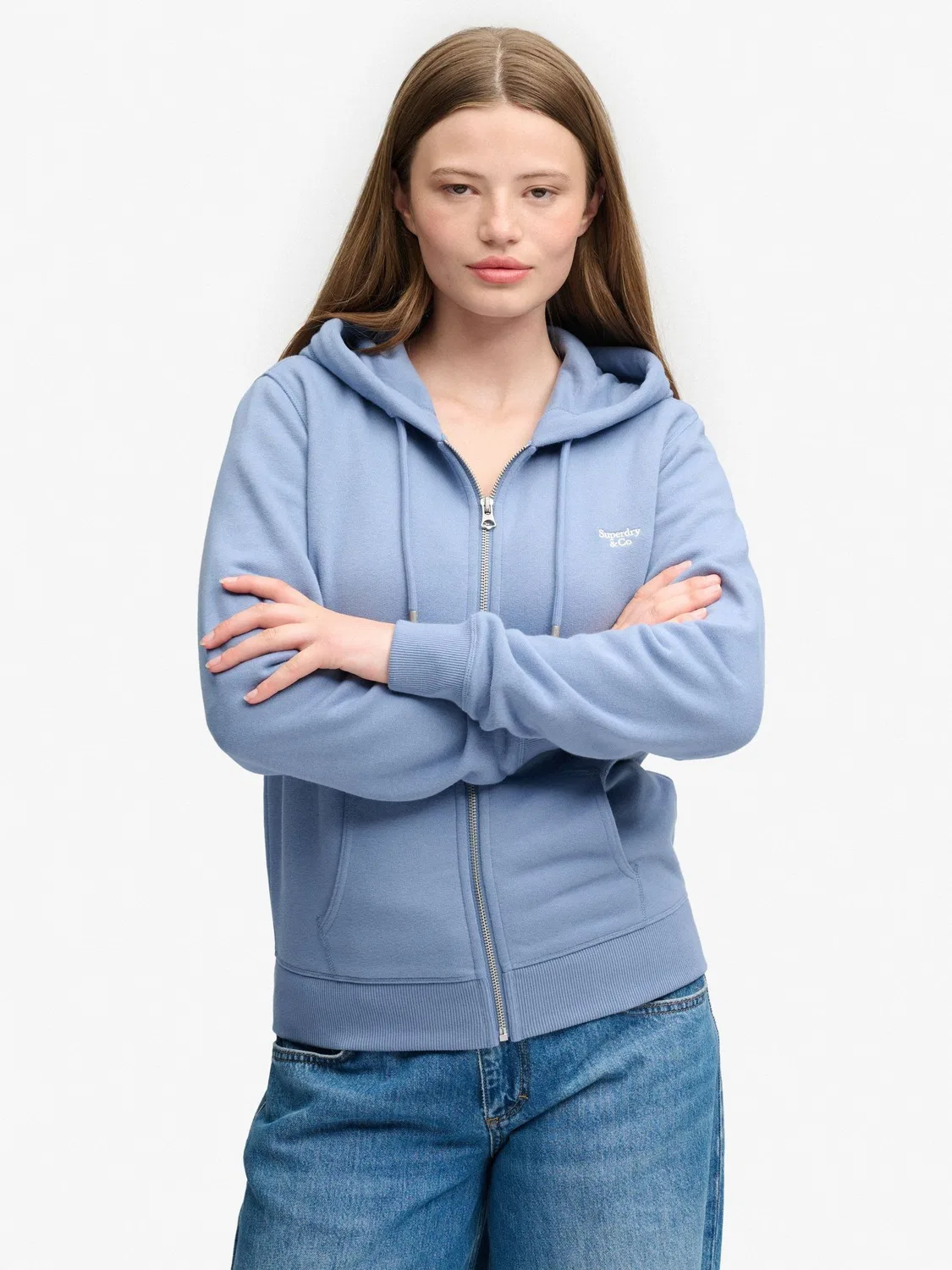 Синий худи на молнии с логотипом Superdry