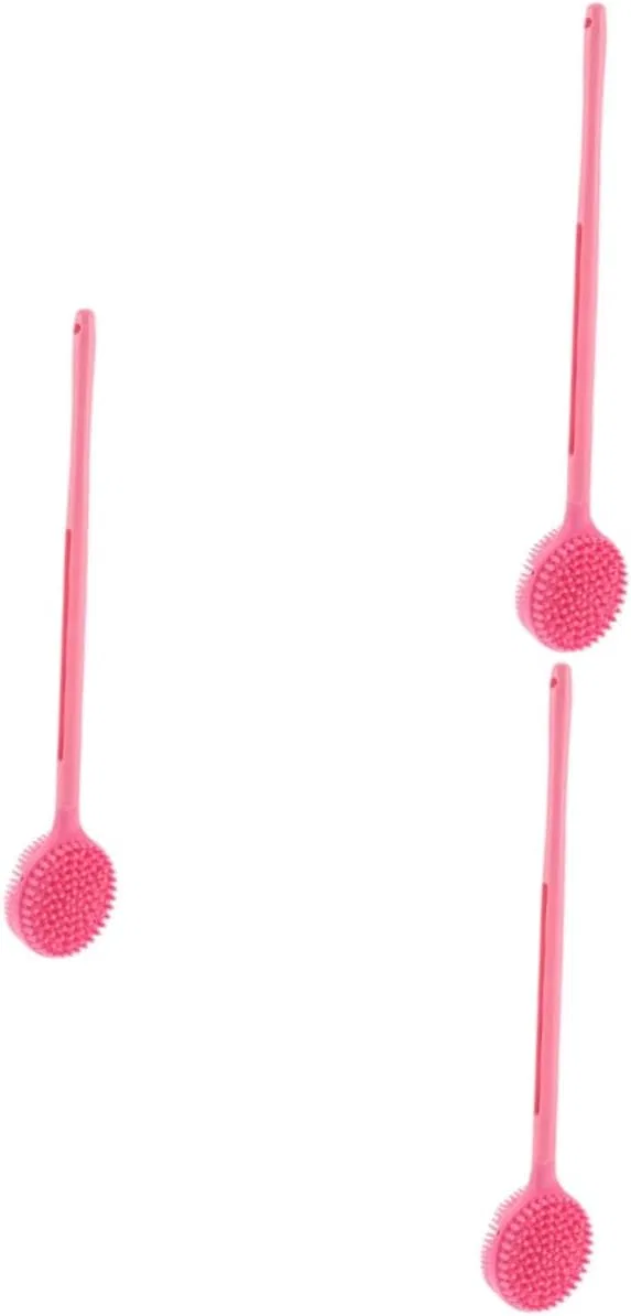 Силиконовая щетка для тела с длинной ручкой Healeved, 3 шт, Pink