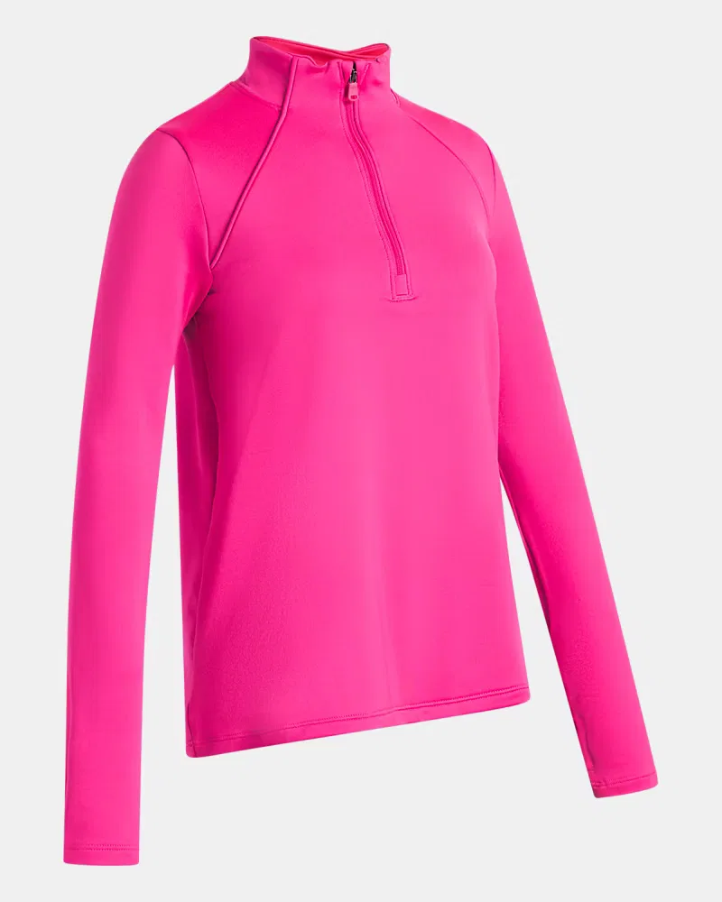 Лонгслив утепленный с половинной молнией UA Cold Weather ½ Zip UnderArmour, Virtual Pink/White — фото 3