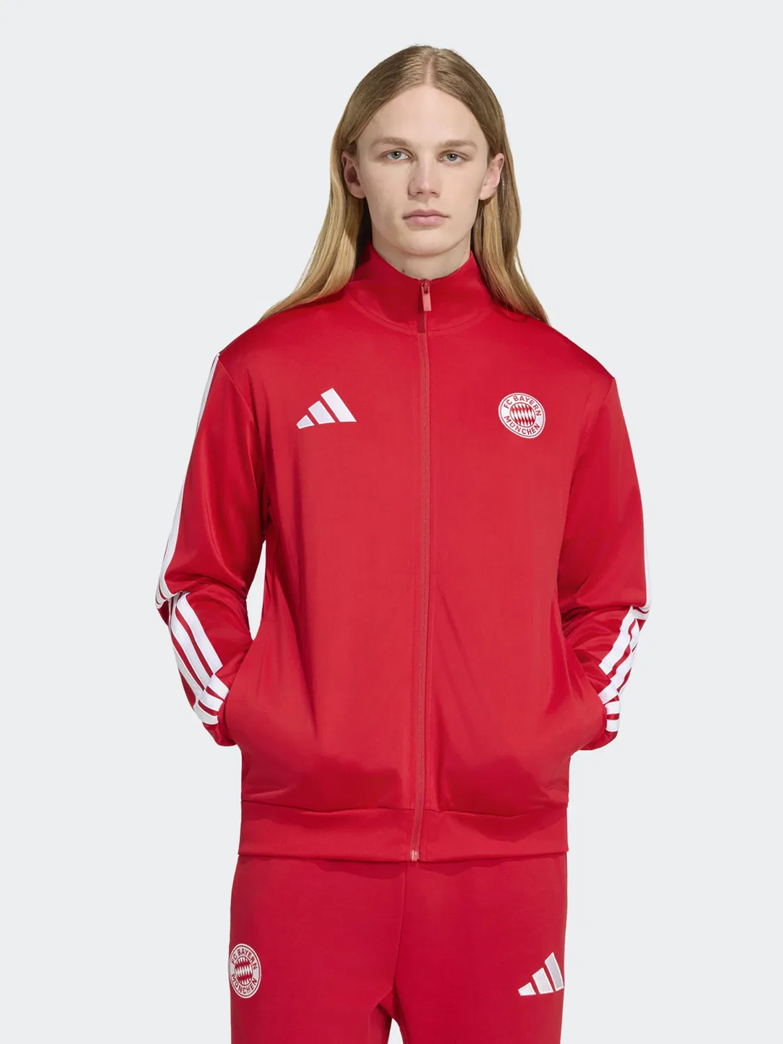Спортивная толстовка на молнии Adidas Performance FC Bayern München DNA красного цвета — фото 3