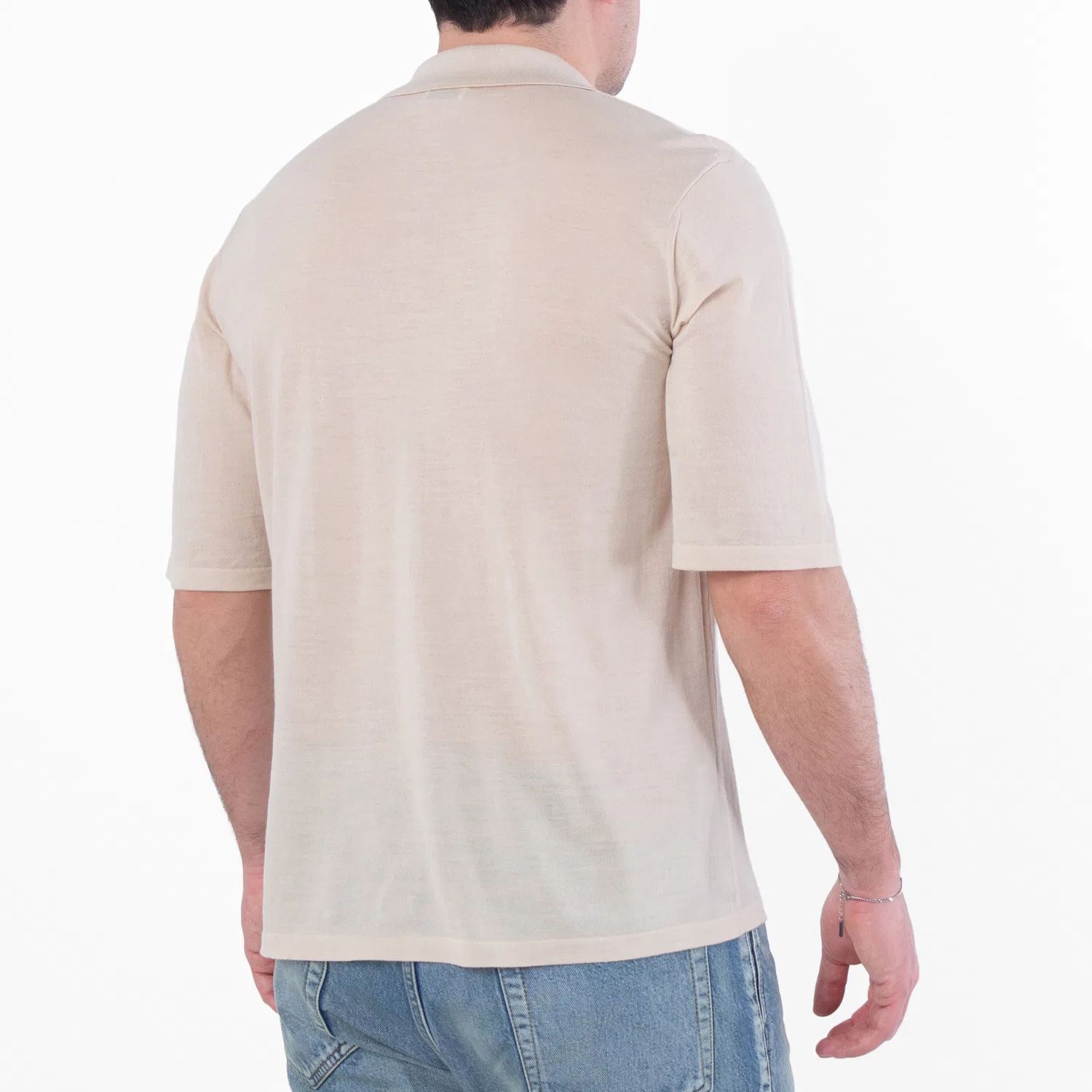 Поло из шерсти Cassandre Polo Wool Shirt Saint Laurent, Ecru — фото 4