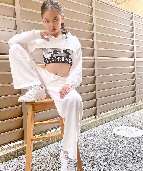 Детская укороченная худи с длинным рукавом хлопковая RandS, Off White