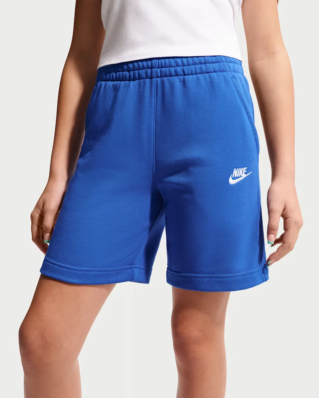 Детские шорты из французской махровой ткани Nike Sportswear Club Fleece, Game Royal/White — фото 3