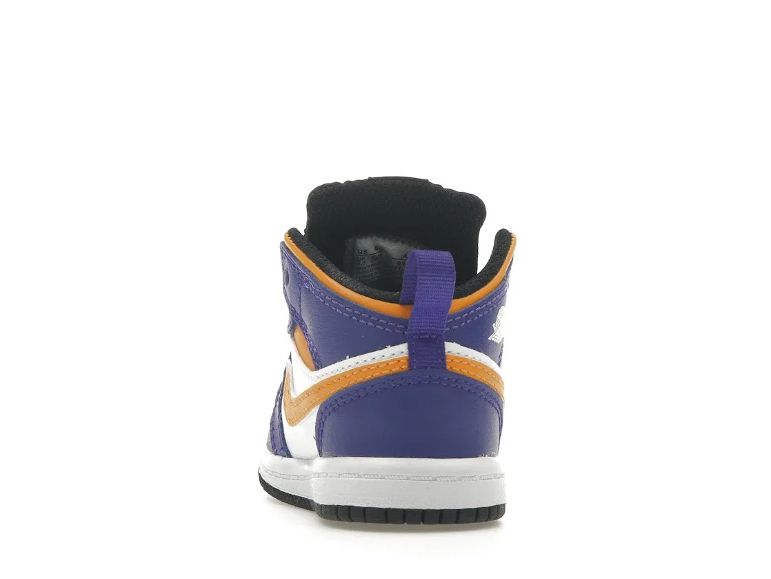 Детские кроссовки Lifestyle с принтом Jordan 1 Mid Lakers (2022) (TD) Jordan, Dark Concord/Taxi-White-Black — фото 4