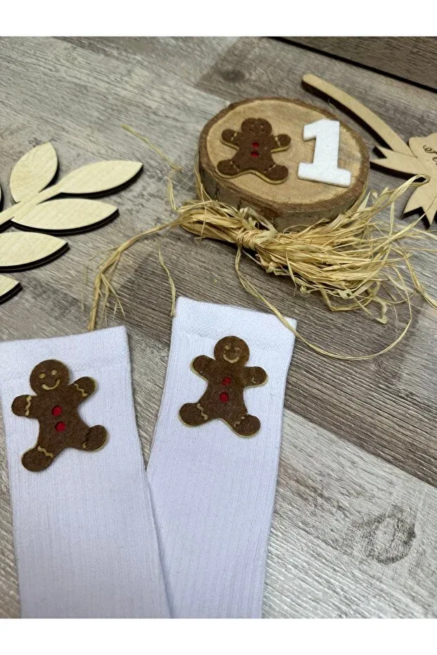 Детские носки для новорожденных до колена с принтом Cookie Man Concept Feriatolye, White