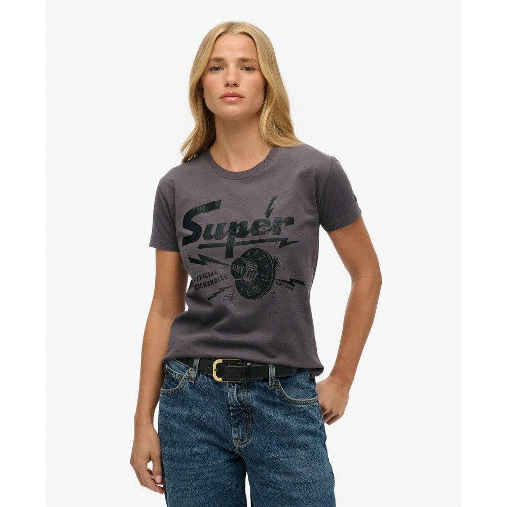 Женская облегающая футболка Superdry Band Merch, Grau — фото 2