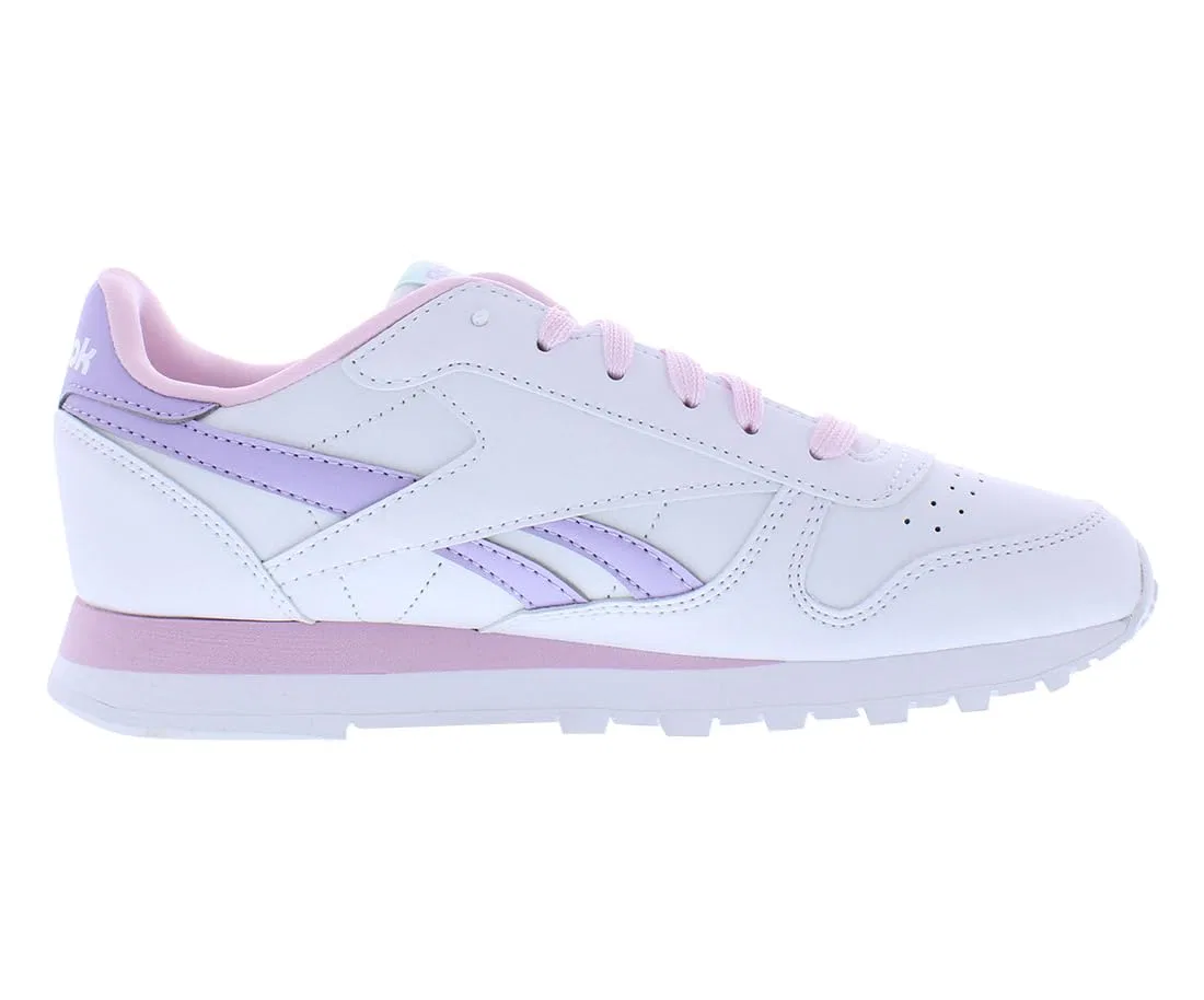 Детские кроссовки для девочек с мягкой кожей Classic Leather Reebok, Bianco Pixel Rosa Viola Oasis