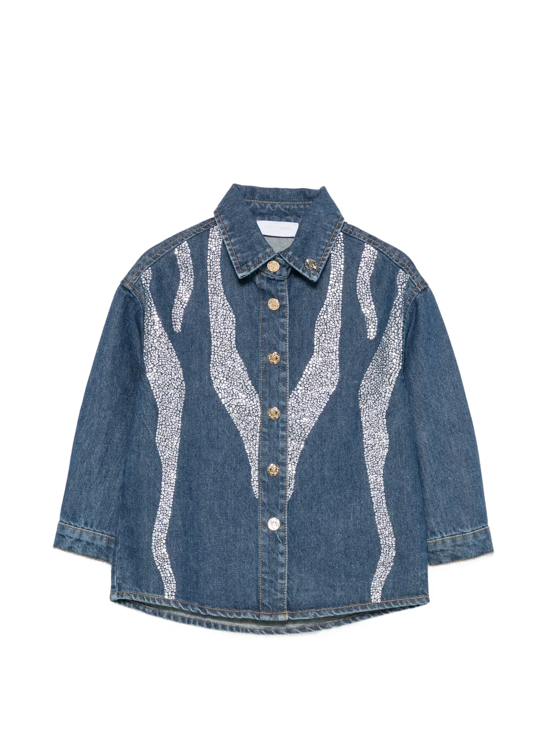 Джинсовая куртка с эффектом потертости Roberto Cavalli Junior, синий