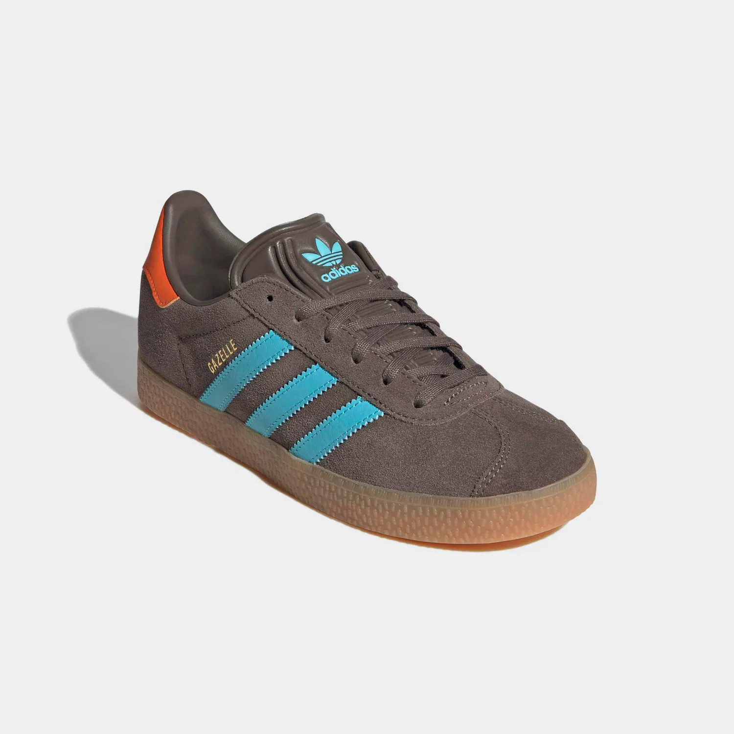 Детские кроссовки с замшевым верхом Gazelle Adidas Originals, Cargo Brown/Blue Glow/Impact Orange