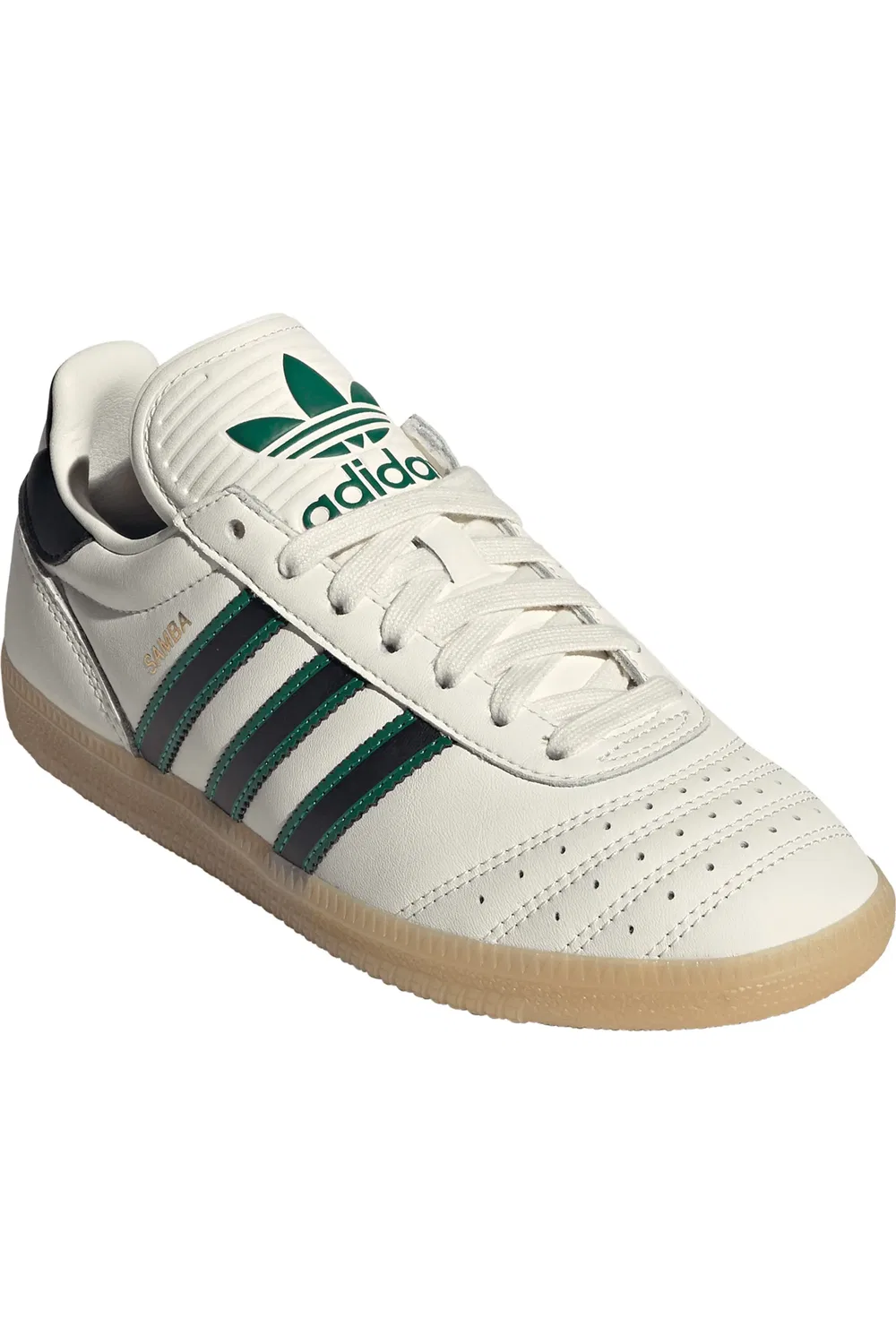 Детские кеды кожаные с удлиненным языком Samba JP adidas, Off White/Core Black/Gum