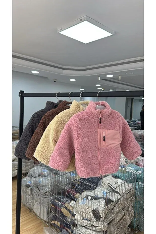 Детское пальто для девочек на подкладке с воротником-бомбер Pink Hippo Kids, Smoke Grey — фото 4