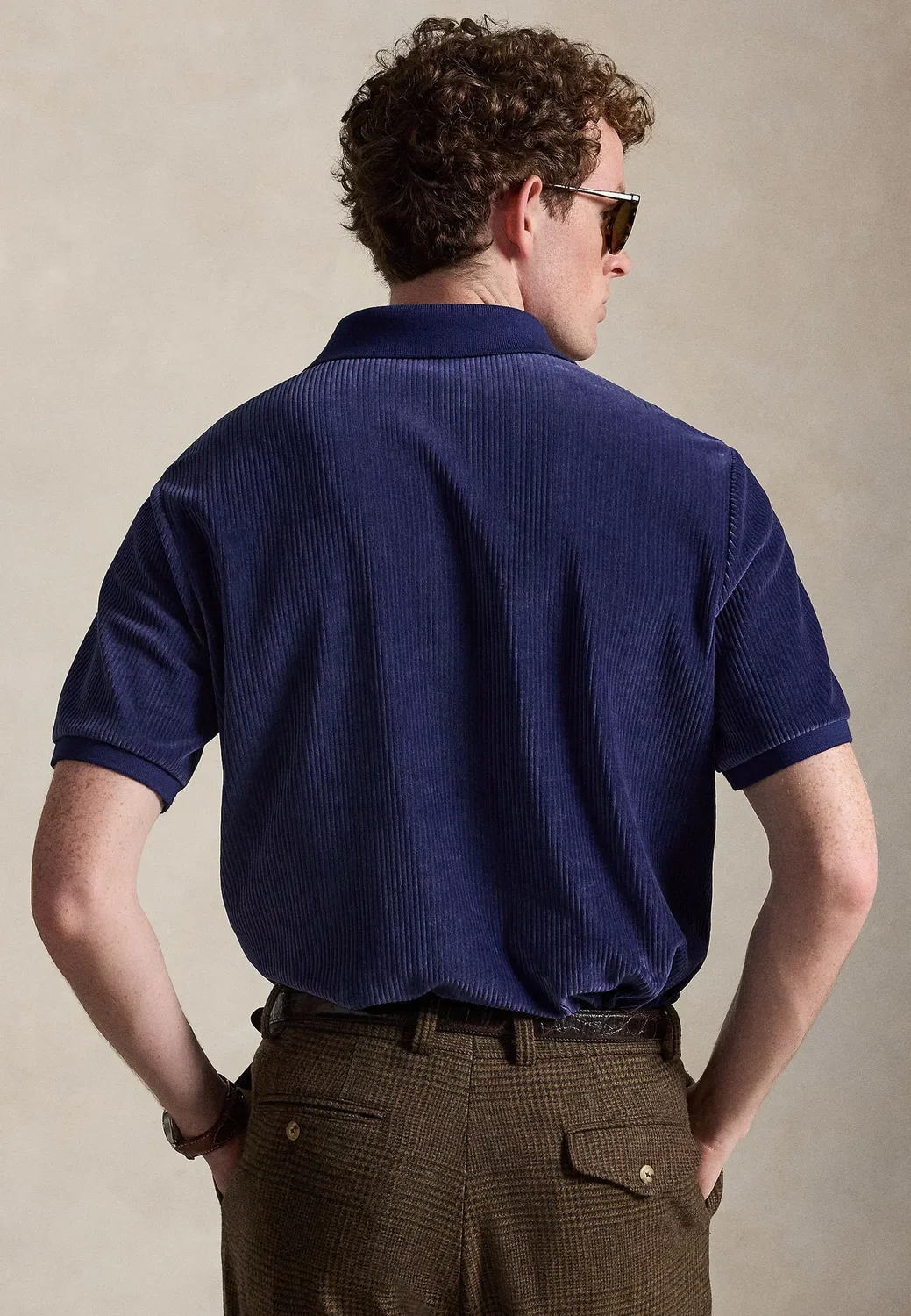Классическая трикотажная вельветовая рубашка-поло - рубашка-поло Polo Ralph Lauren, Newport Navy — фото 3