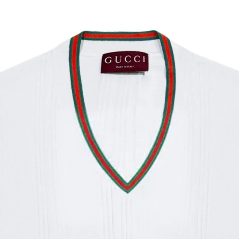 Топ-майка GUCCI с веб-тримом, свободный крой, белый — фото 4