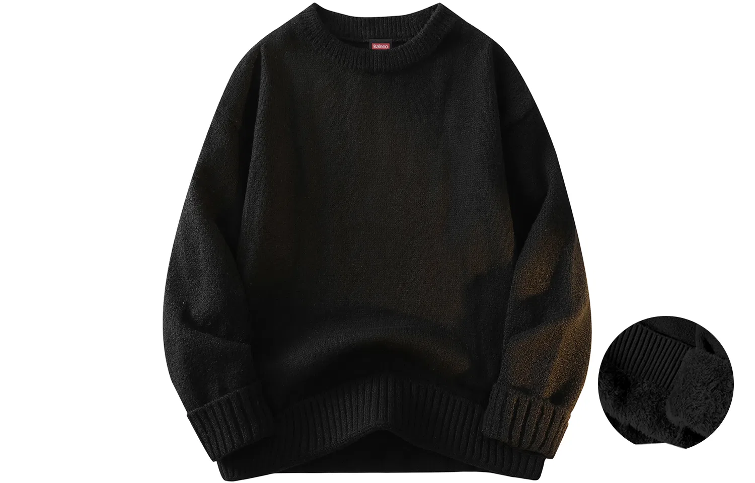 Детский свитер с воротником-стойкой утепленный на флисе BALENO, Black 2.0 Upgraded Super-Warm Integrated Fleece-Lined