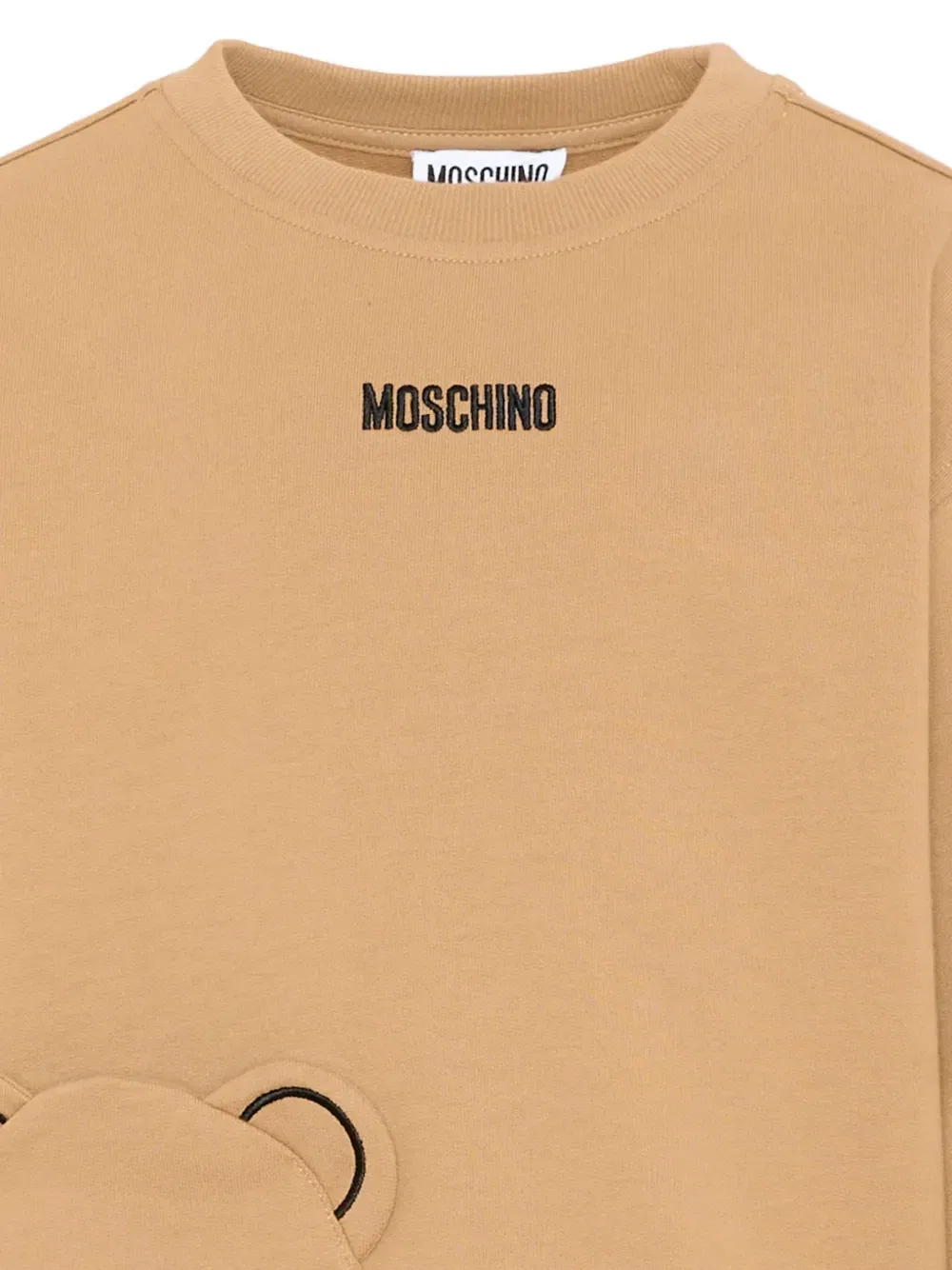 Свитшот с вышитым логотипом в виде медвежонка Moschino Kids, бежевый — фото 3