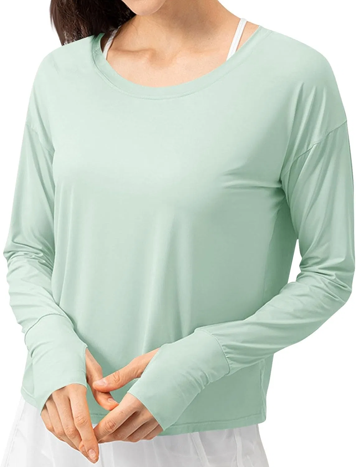 Женская солнцезащитная футболка с длинным рукавом Loose Fit, Mint Green
