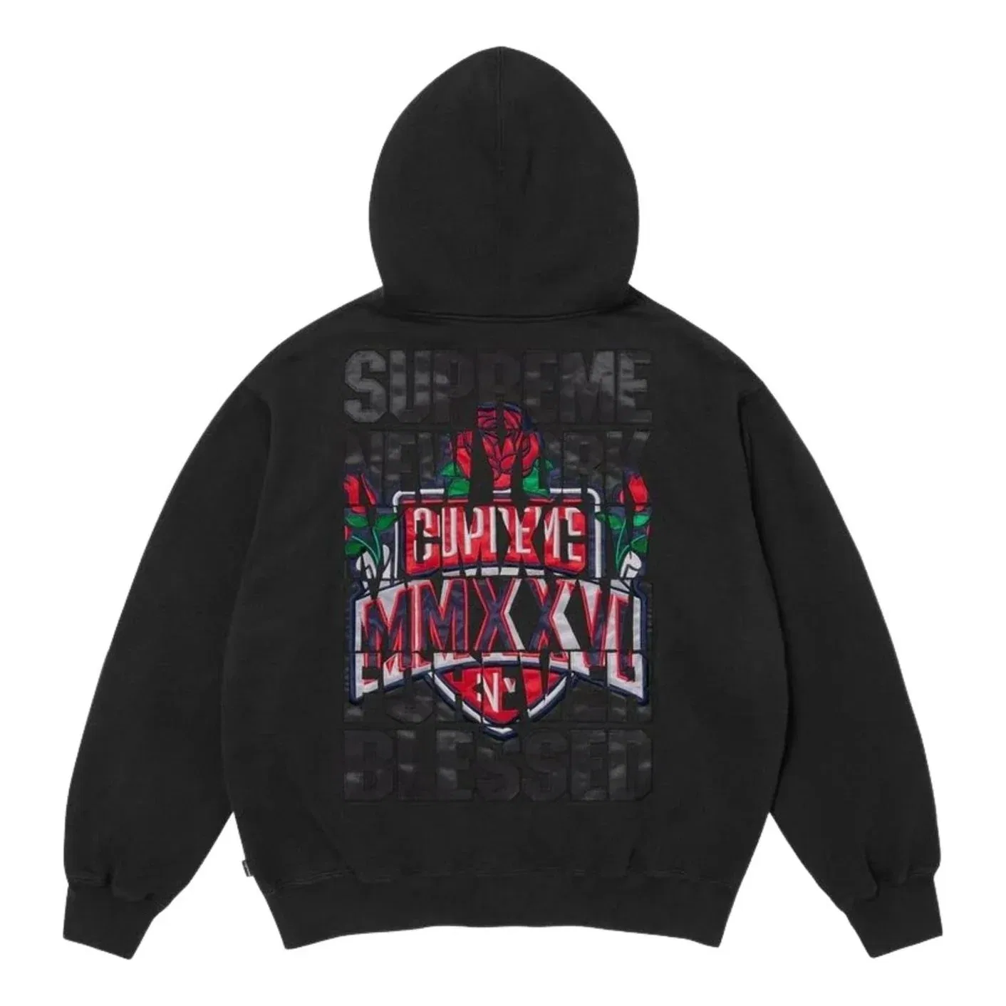 Мужское худи FW26 Blessed Applique Zip Up Hooded Sweatshirt 'Black' Supreme, черный
