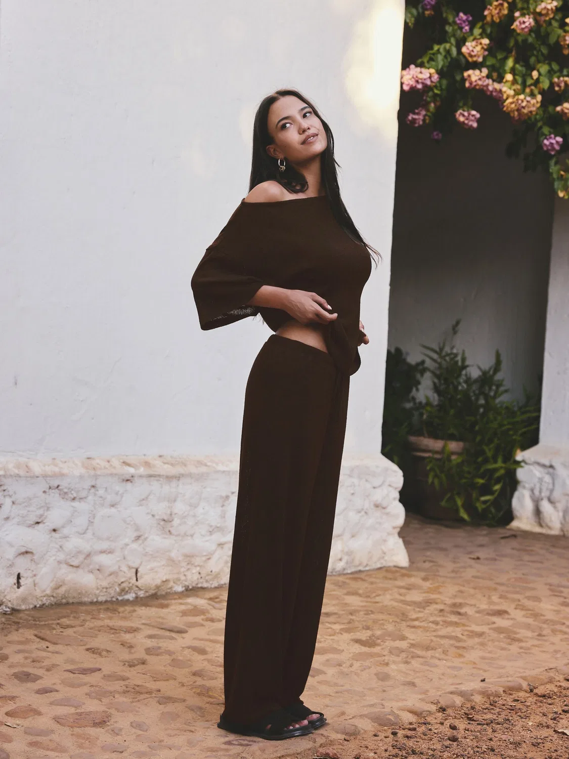 Брюки широкие вязаные Chocolate Brown Next