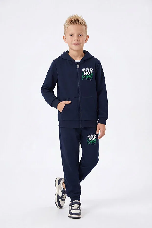Детский спортивный комплект для мальчиков с принтом Ya Ko Kids, Navy Blue-Grey-Black — фото 2