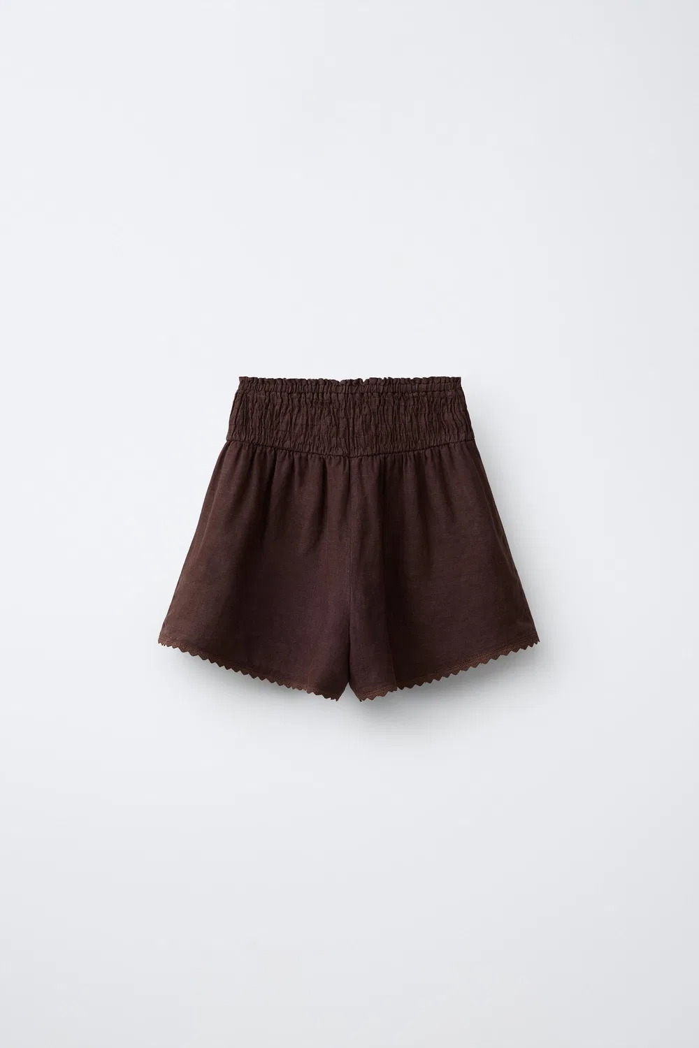 Шорты-бермуды из 100% льна с эластичным поясом ZARA, Brown — фото 2