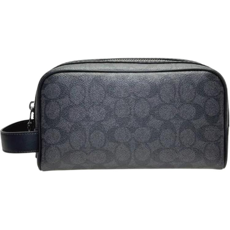 

COACH Покрытый холст с телячьей кожей дорожная сумка для хранения Trumpets мужская Black