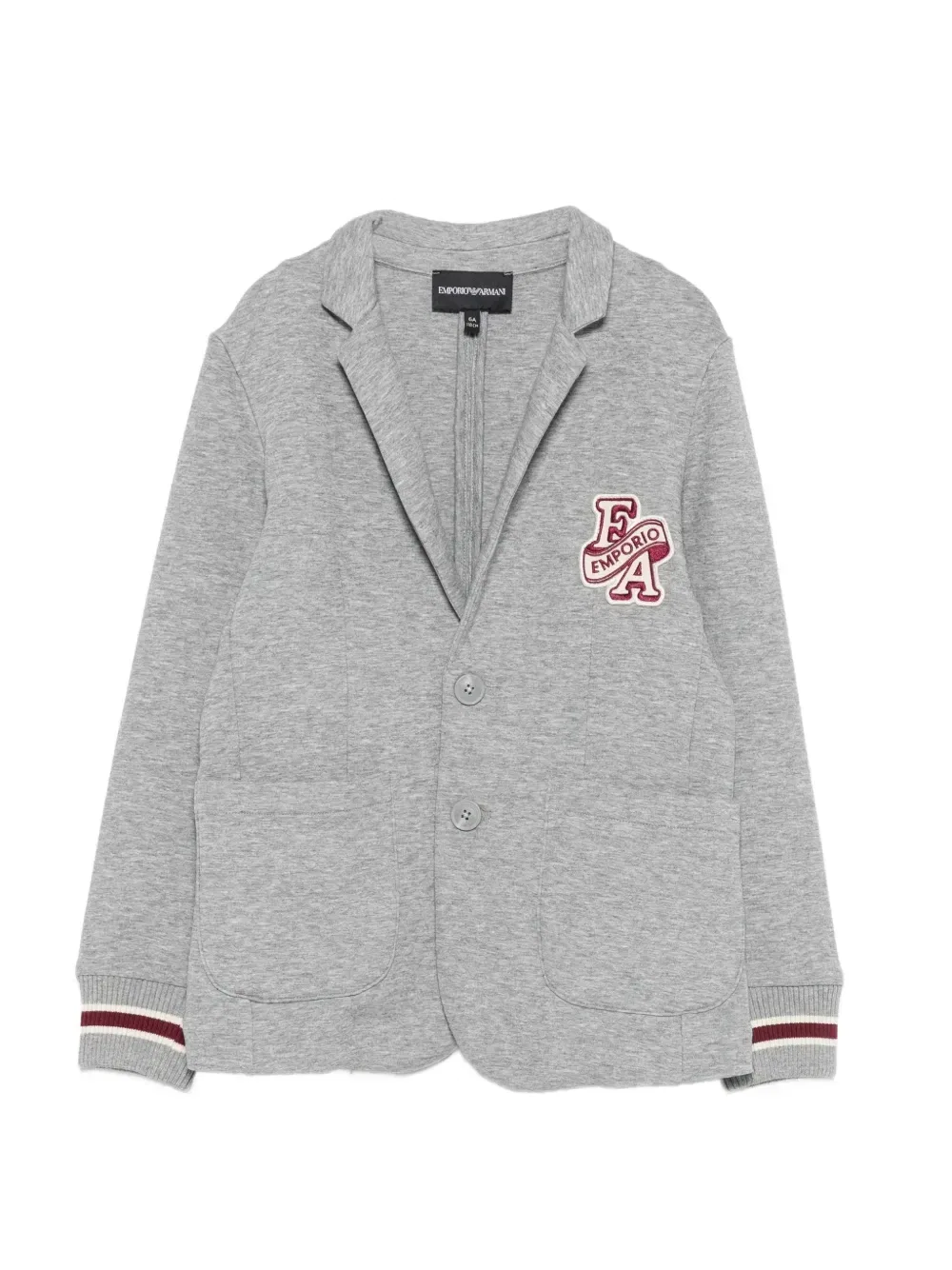 Блейзер с логотипом и полосатой делкой Emporio Armani Kids, серый