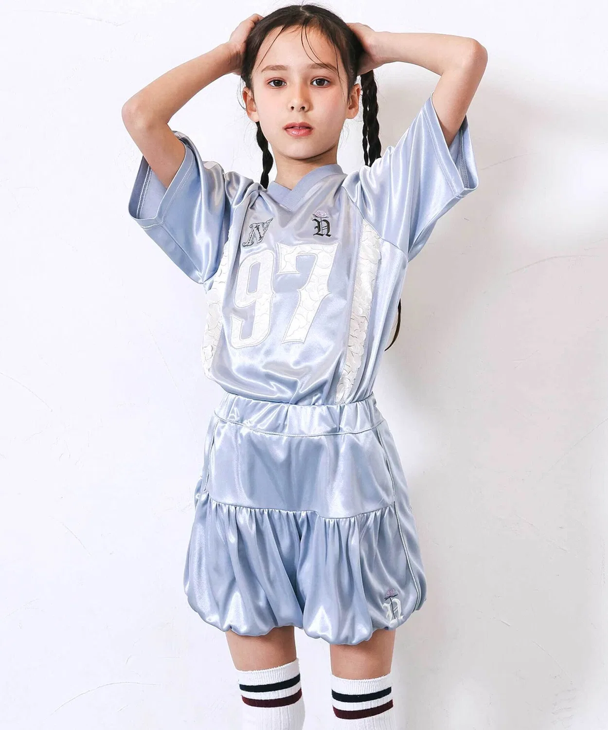Детская юбка-шорты с длиной миди, модель Side Piping, nexchic, Navy — фото 3