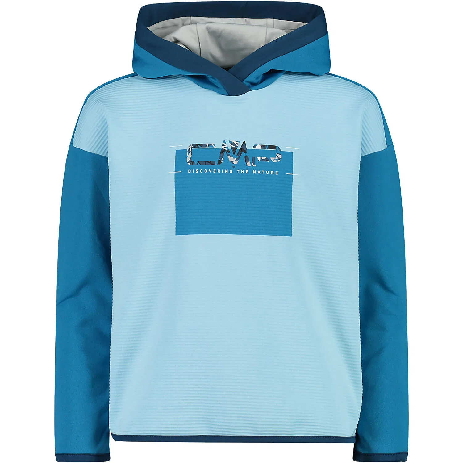 Детское худи с принтом GIRLS SWEAT FIX HOOD STRIPES STRETCH PERFORMANCE Cmp, Pastellblau / Konigsblau / Navyblau