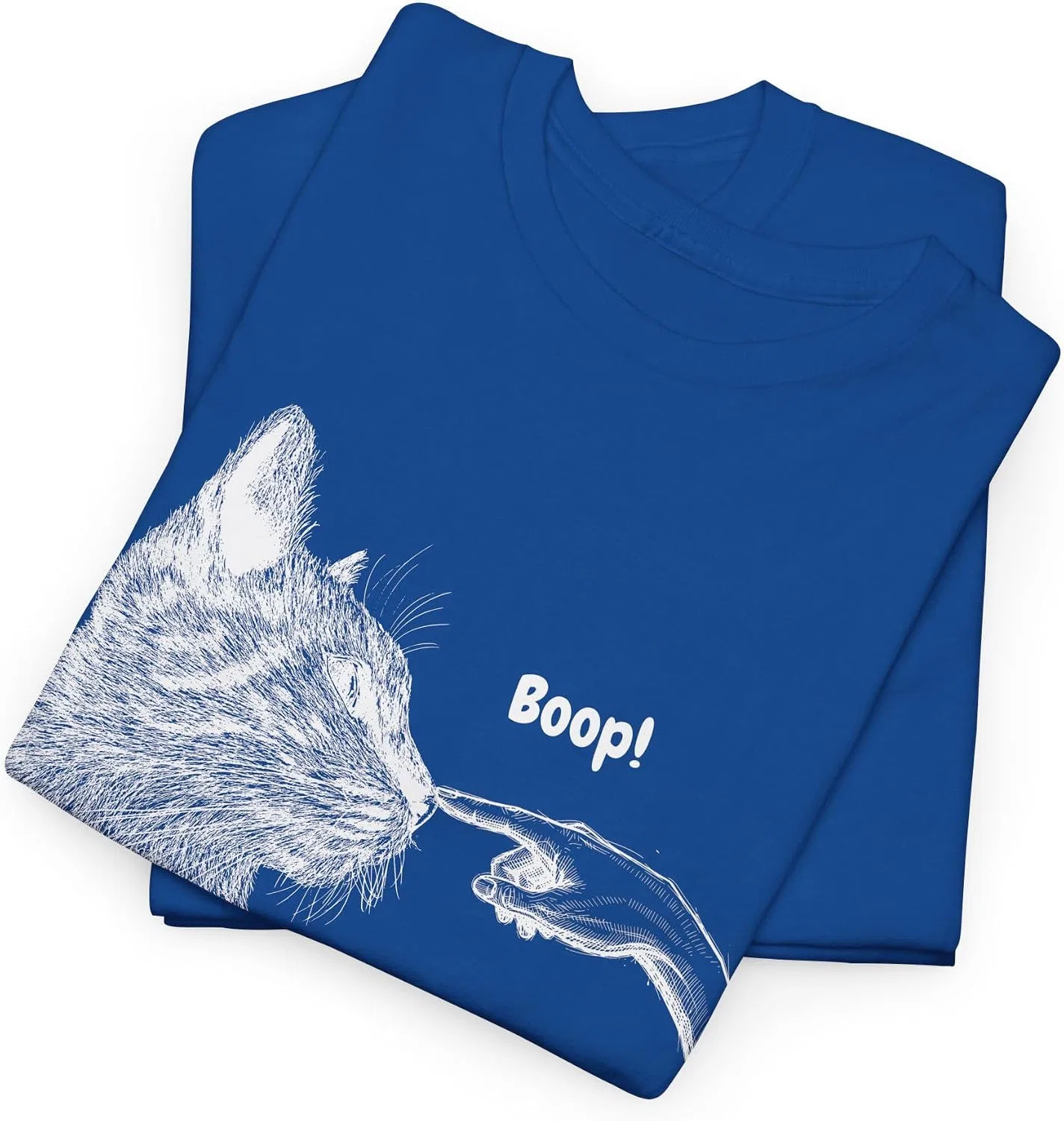 Женская футболка с принтом Boop Cat, королевский синий — фото 3