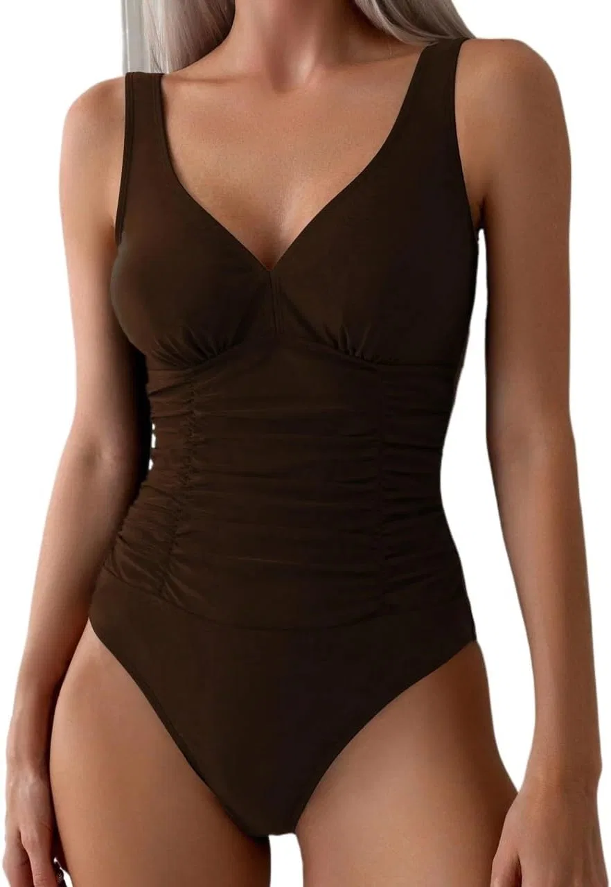 Женский монокини с драпировкой Coffee Brown