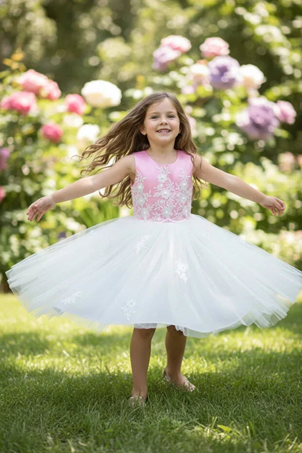 Детское платье для девочек кружевное Dide Kids, Pink