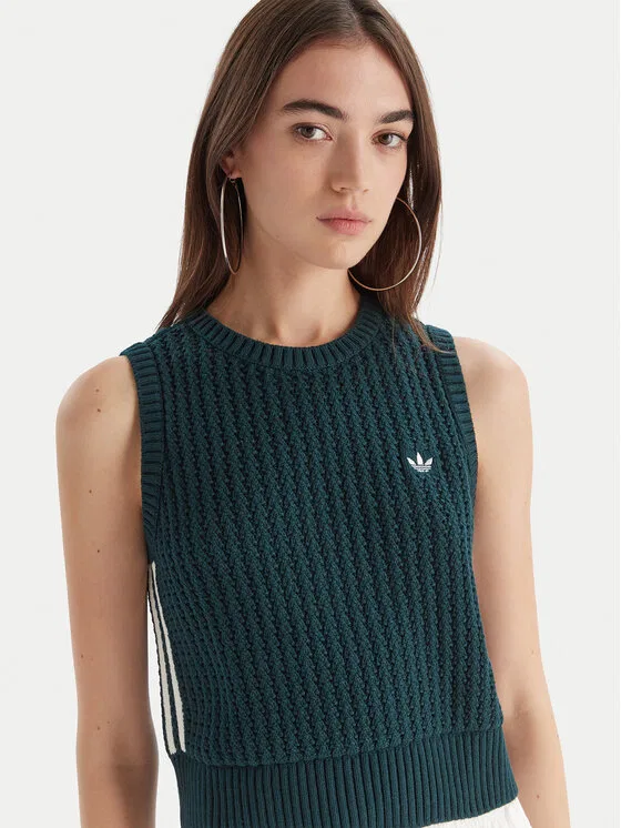 Топ regular fit adicolor Adidas, зеленый — фото 4