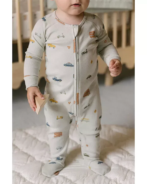 Детский комбинезон-слип с принтом Unisex Ribbed Sleeper Footie - Baby Pehr, Rushmist — фото 4