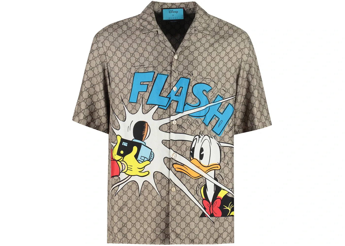 Мужская рубашка с принтом Gucci x Disney Donald Duck Monogram Gucci, Beige