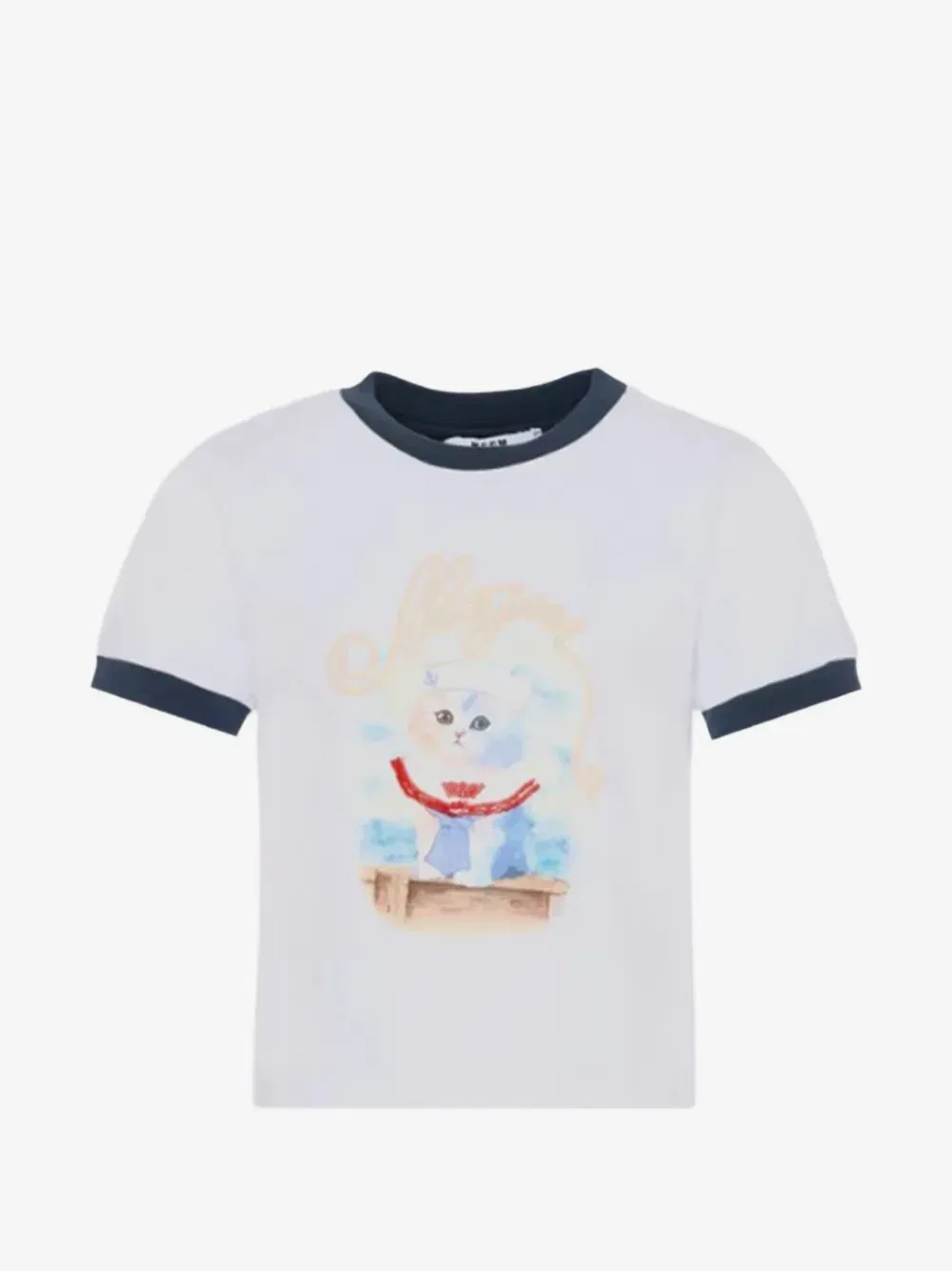 Футболка с графическим принтом и бисером MSGM Kids, белый