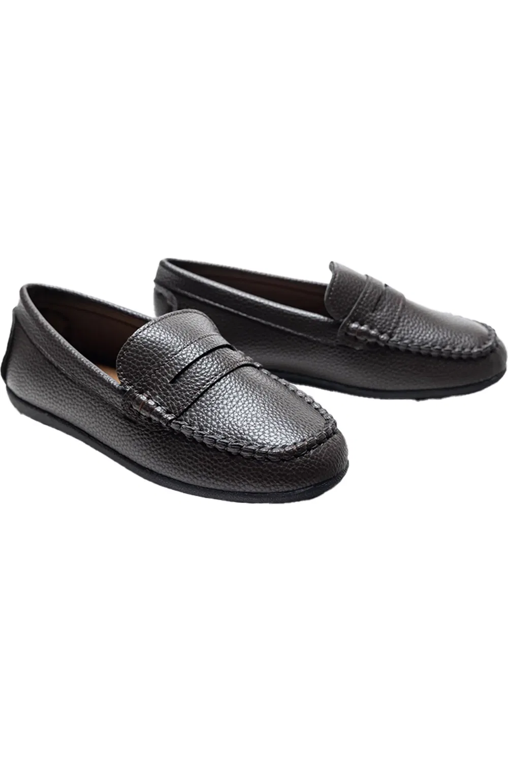 Детские туфли лоферы из кожи Penny Loafers MOUSTACHE, коричневый — фото 3