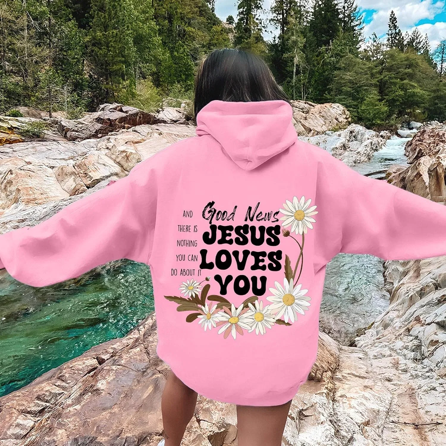 Женское худи с принтом Christian Graphic, розовый — фото 2