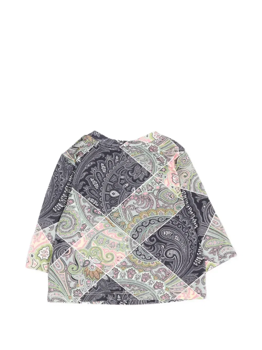 Футболка с лоскутным принтом пейсли Etro Kids, серый — фото 2