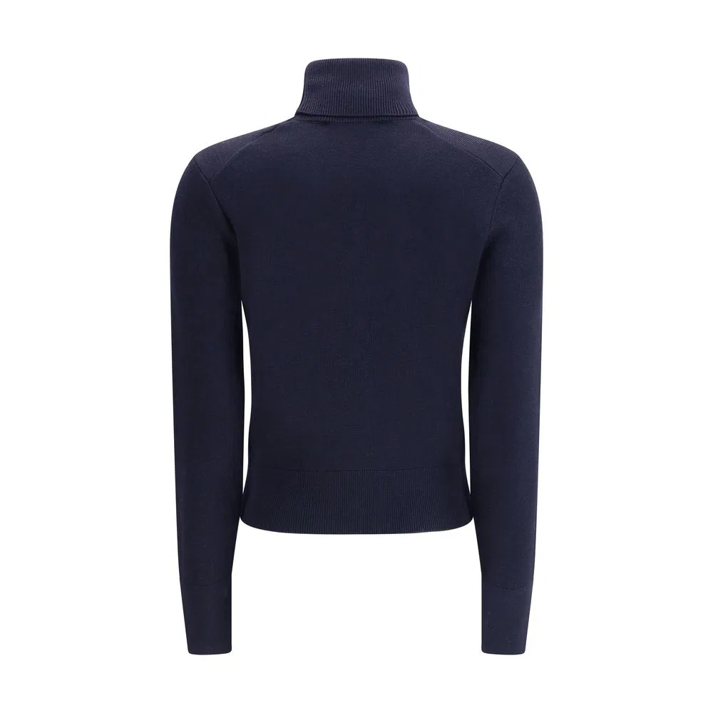 Женский свитер с высоким воротом Blue Merino Wool Turtleneck AMI Paris, Blue — фото 2