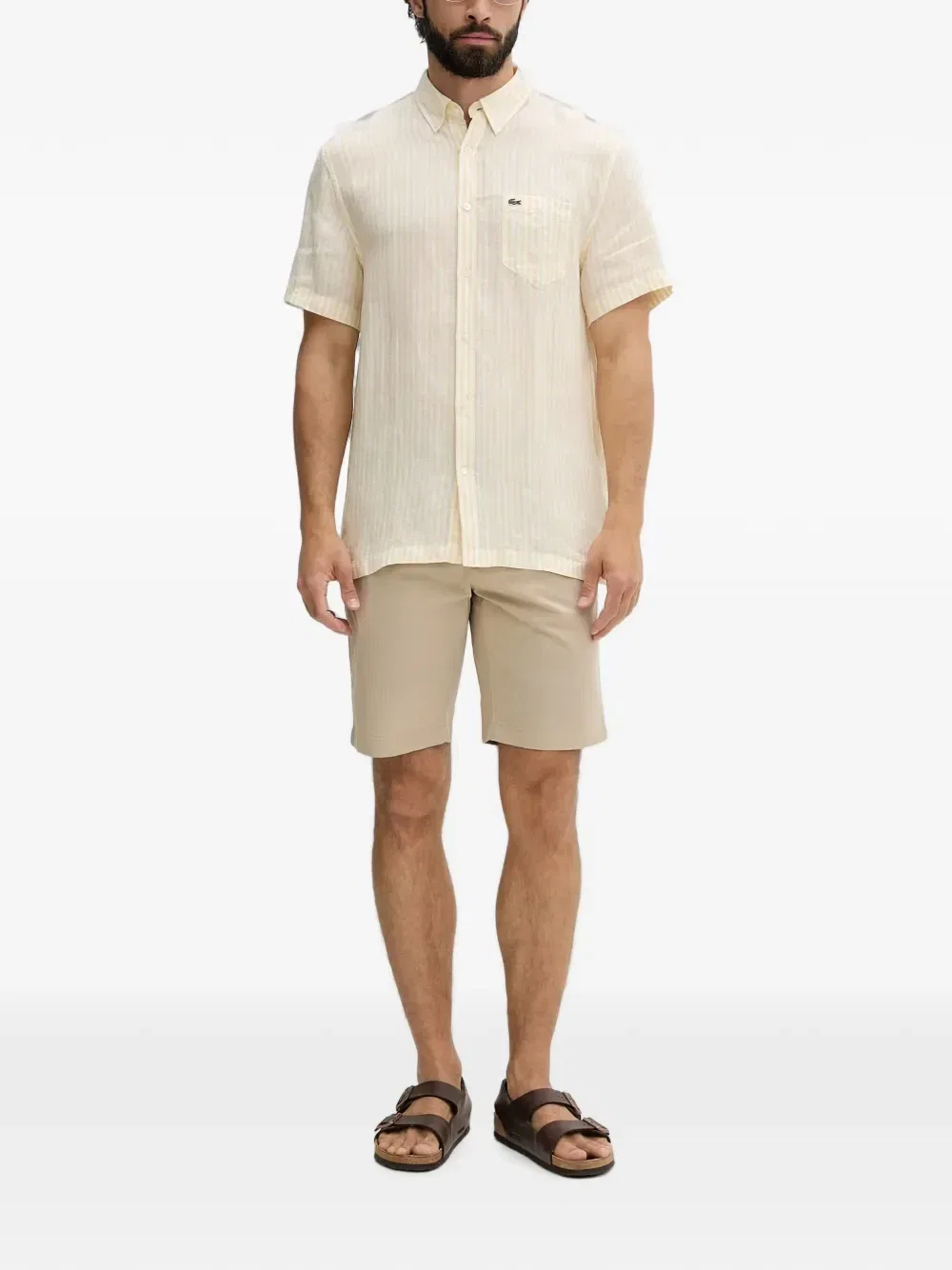 Полосатая рубашка с короткими рукавами Lacoste, желтый — фото 2