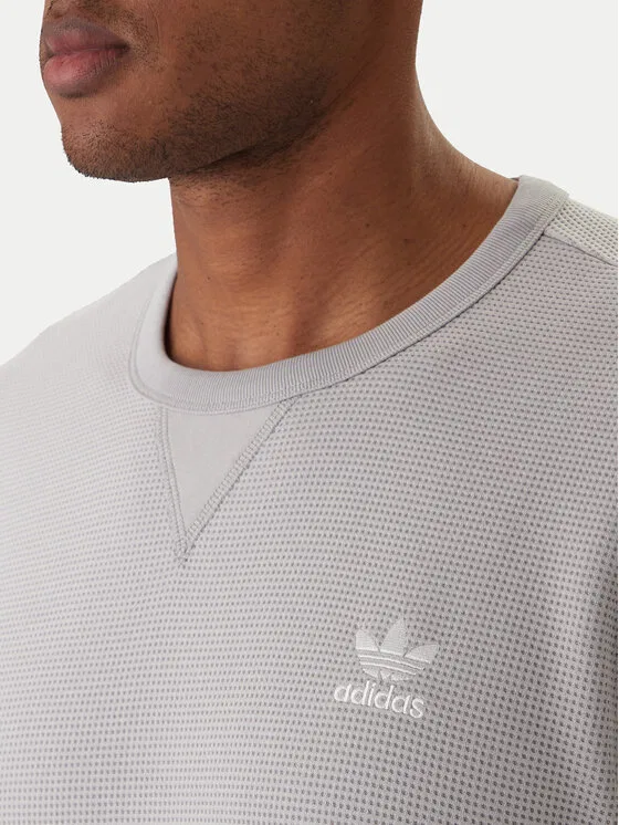 Футболка regular fit Trefoil Essentials Waffle Adidas, серый — фото 4