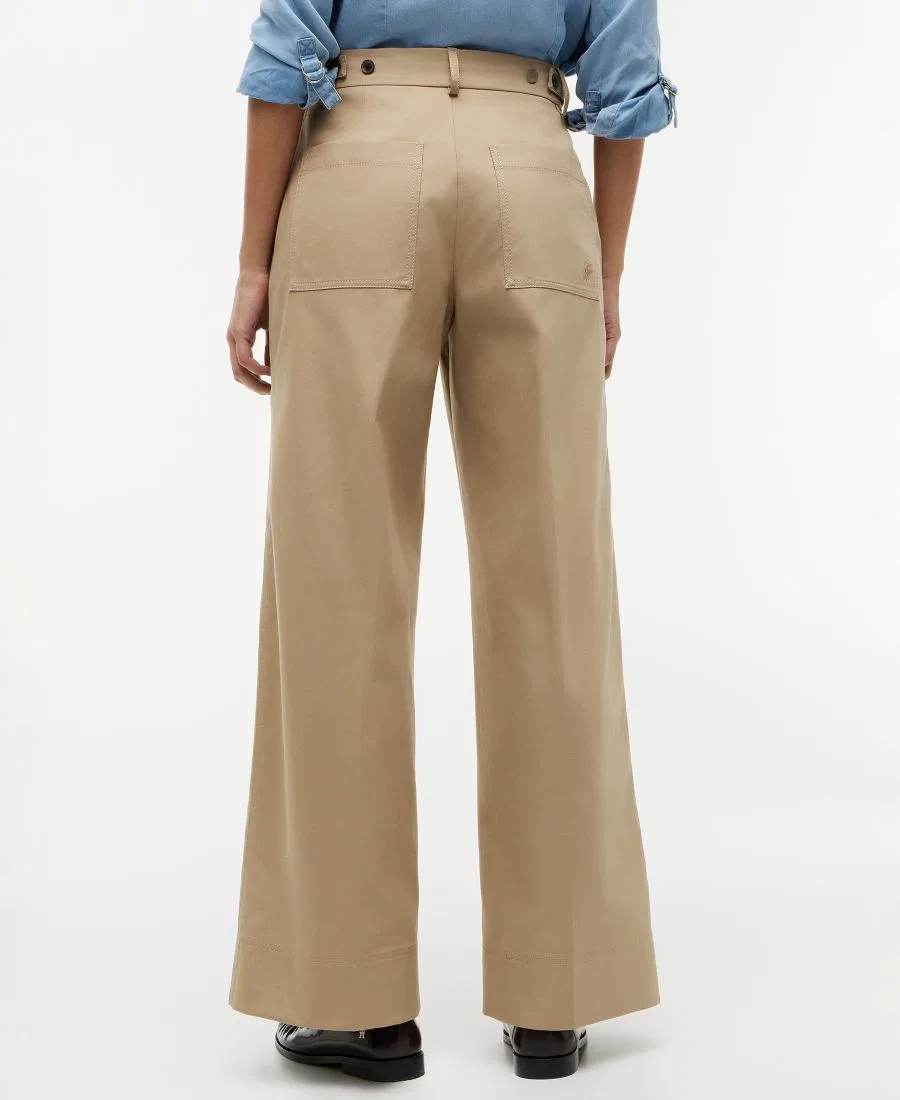Штаны женские хлопковые с широкой штаниной Tommy Hilfiger, Camel — фото 4