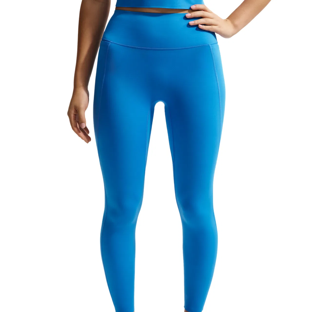 Женские леггинсы с высоким поясом, 7/8, с карманами, Nike Dri-FIT Universal HR 7/8 Pocket Tight, Nike, Lt Photo Blue/Blue Spark/Blue Spark