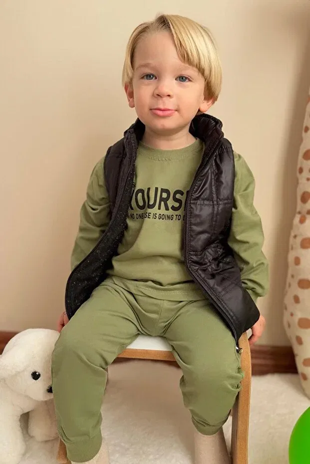 Детский спортивный комплект для мальчиков с принтом Donino Baby, Khaki Green — фото 2