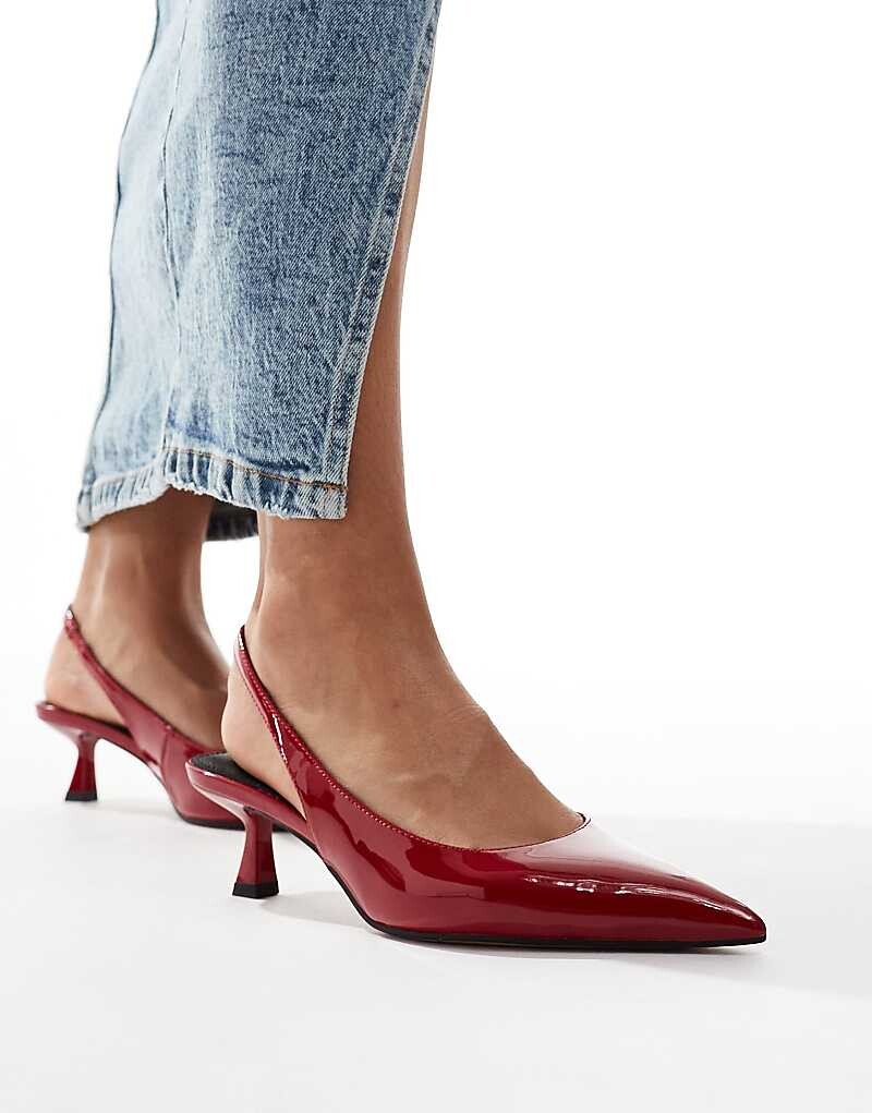 Красные туфли на среднем каблуке с пяткой на пятке ASOS DESIGN Stroll