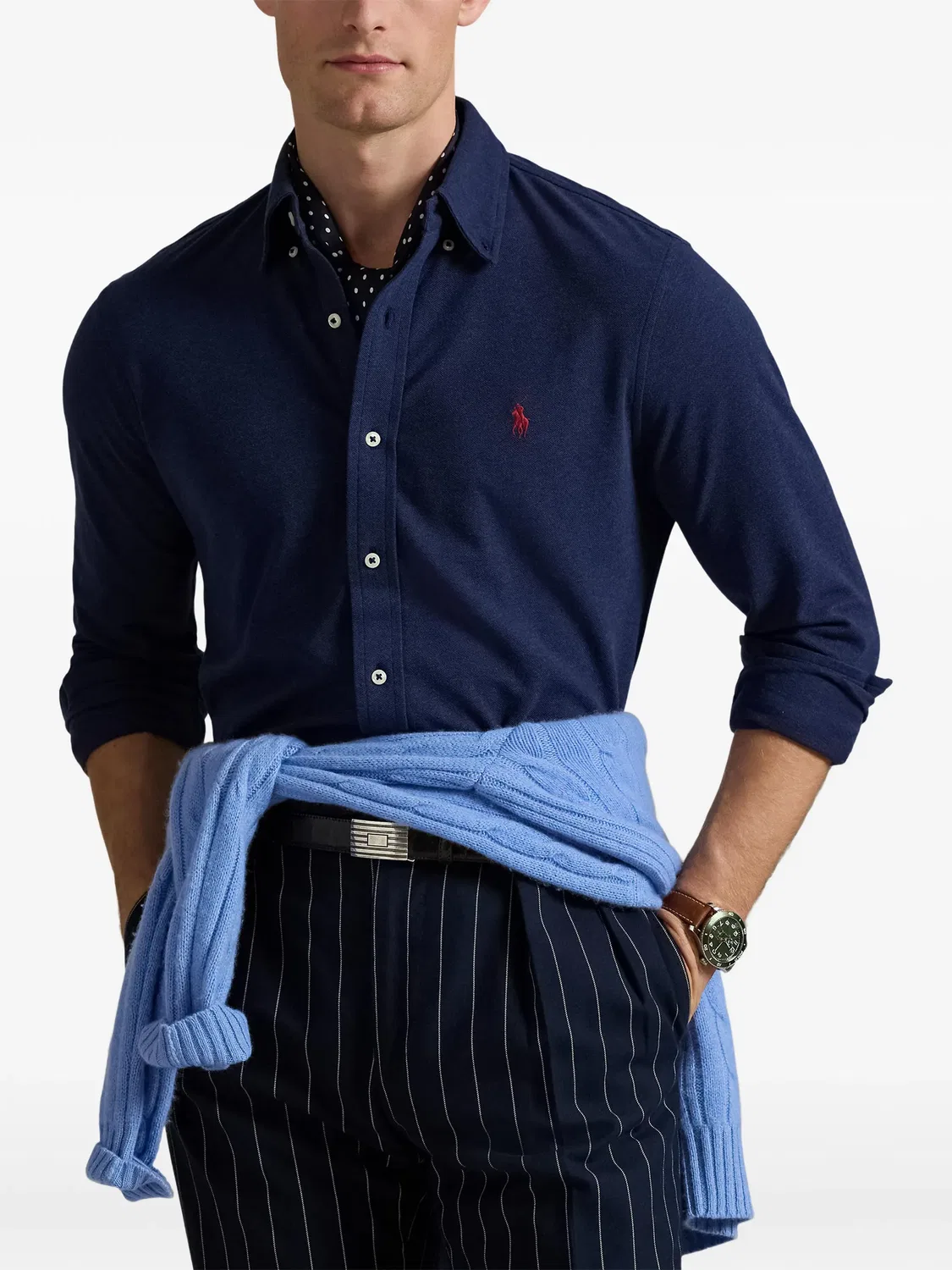 Polo Ralph Lauren Рубашка с вышивкой, синий — фото 2
