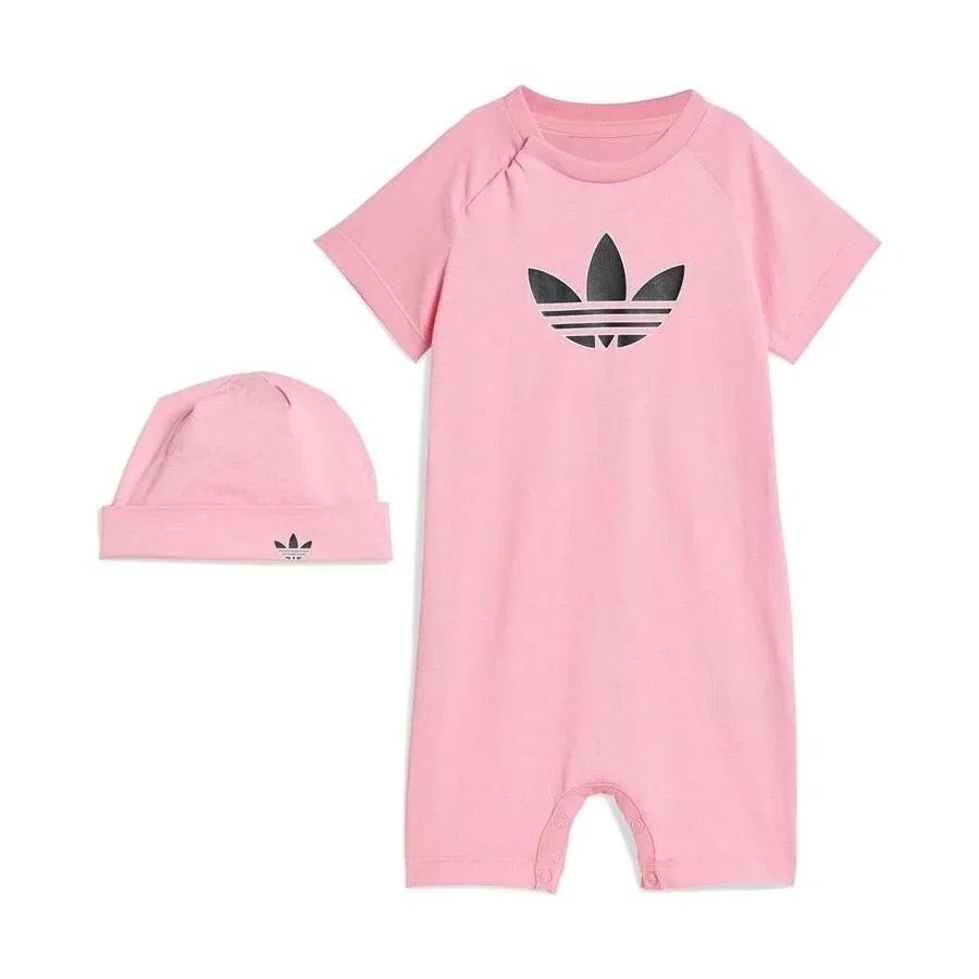 Детский спортивный комплект из футера с длинным рукавом adidas, Розовый