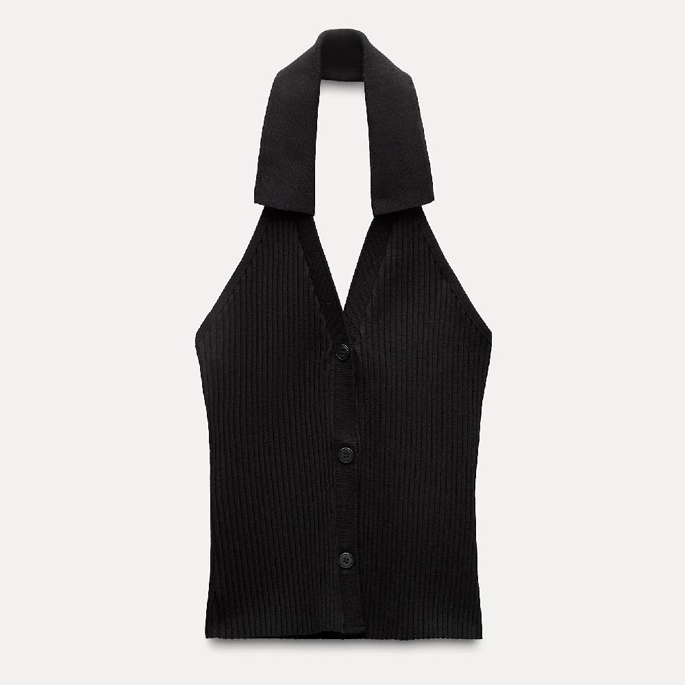 

Топ Zara Ribbed Waistcoat, черный (размер М)